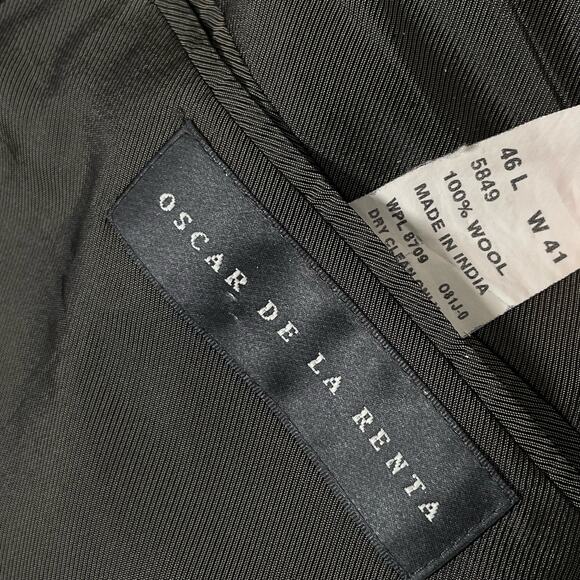 Oscar De La Renta Men Suit Jacket Mens 46L Brown Black Houndstooth Wool Blazer - Picture 4 of 5